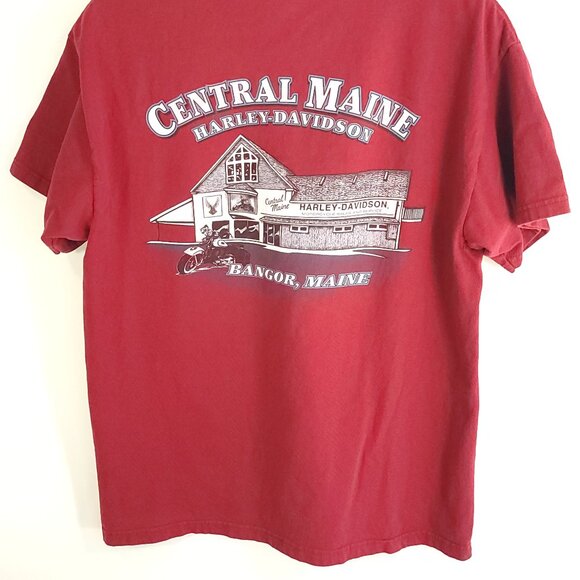 Central Maine Harley Davidson Graphic T-Shirt Men's Large Red Short Sleeve - Picture 6 of 9